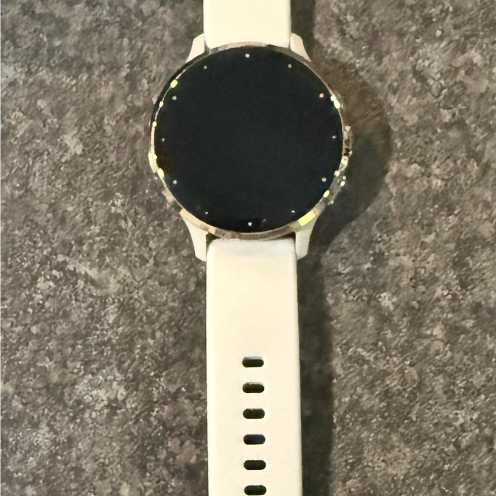 Garmin Smartwatch with Black Face and White Band